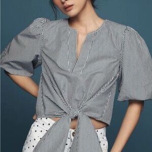 Maeve Blue and White Striped Blouse